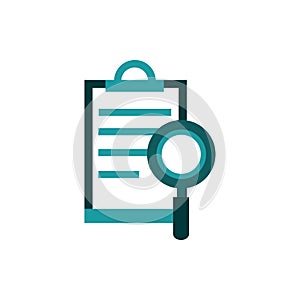 Clipboard document magnifier business strategy icon