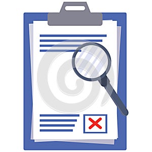 Clipboard with failed report. Vector