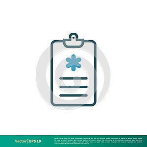 Clipboard Form, Medical Document, Healthcare Icon Vector Logo Template Illustration Design. Vector EPS 10