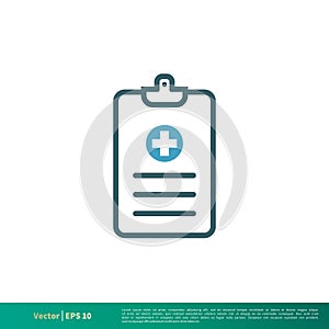 Clipboard Form, Medical Document, Healthcare Icon Vector Logo Template Illustration Design. Vector EPS 10