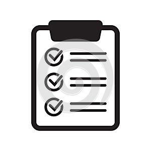 Clipboard icon. Checklist icon of an approved document. Project completed. Tasks vector icon. Task completed.