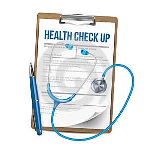 Clipboard With List Of Health Check Up Vector