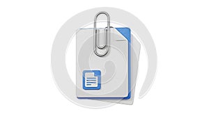Document files clipboard with paper clip and document icon on white background