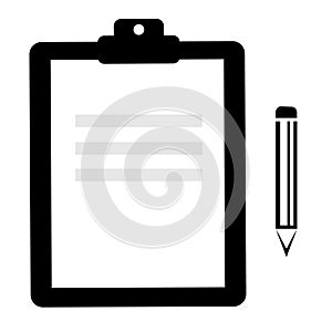 Clipboard and Pencil Icons In Black