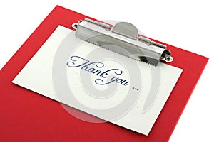 Clipboard and thank you note