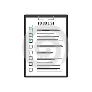 Clipboard with To Do List. Flat illustration of clipboard with To Do List