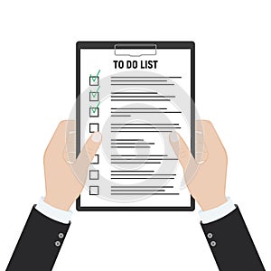 Clipboard with To Do List. Flat illustration of clipboard with To Do List