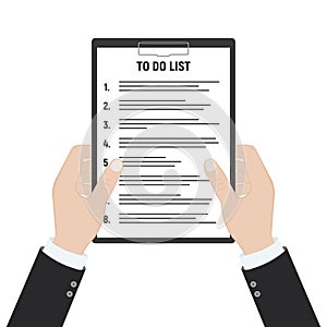 Clipboard with To Do List. Flat illustration of clipboard with To Do List