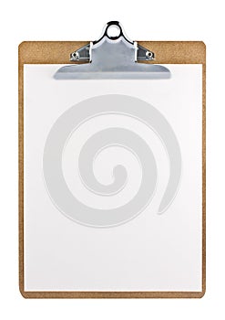 Clipboard with a white paper sheet photo