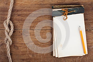 Clipboard on wooden background