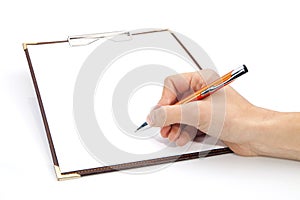 Clipboard with Writting Hand
