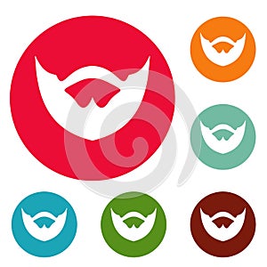 Clipped beard icons circle set vector