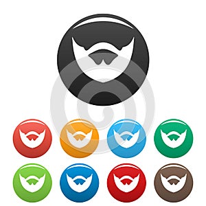 Clipped beard icons set color