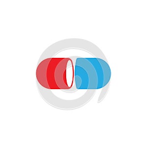 clipped blue and red capsule icon vector