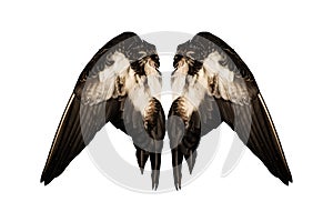 Clipped real duck wings on white background isolated back angel two pair