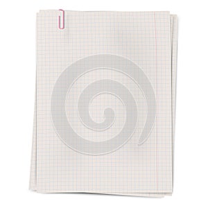 Clipped squared sheets of notebook paper isolated