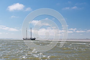 Clipper on Dutch wadden sea