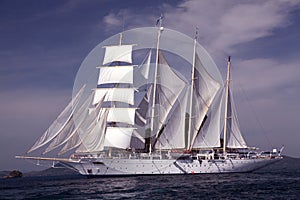 Clipper ship under full sail photo