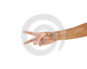 Clipping path hand gestures isolated on white background. Hand m