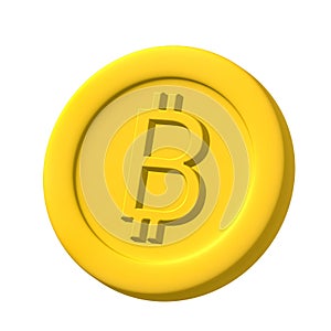 Clipping path, Low poly Bitcoin coin, 3d rendering