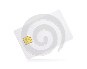 Clipping paths chip card isolated on white background. Template of blank credit card for your design