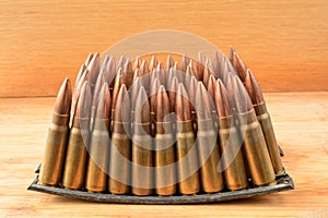 Clips of 7.62x39 caliber ammunition