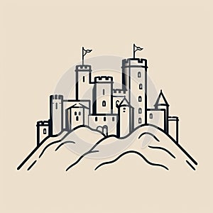 Minimalist Line Art Of Clitheroe Castle photo