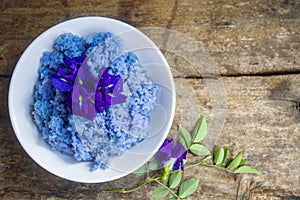 Clitoria ternatea herb rice is Popular in modern society turned to health care. Both exercise and eat.