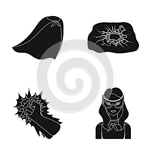 Cloak, red, clothes, and other web icon in black style. Super, strength, girl, icons in set collection.