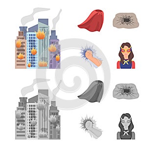 Cloak, red, clothes, and other web icon in flat style. Super, strength, girl, icons in set collection.