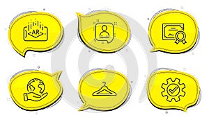 Cloakroom, Augmented reality and Developers chat icons set. Service sign. Vector
