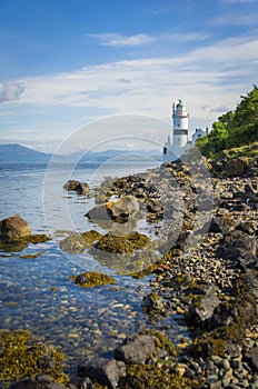 The Cloch Lighthouse at the coast of Cloch Point - Inverclyde in Scotland