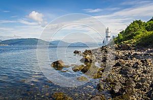 Cloch Lighthouse at the coast of Cloch Point - Inverclyde in Scotland