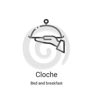 cloche icon vector from bed and breakfast collection. Thin line cloche outline icon vector illustration. Linear symbol for use on