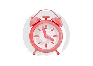 Clock 3d render icon - simple alarm timer concept, red retro style alarmclock with arrows