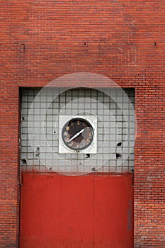 Clock at abandoned factory building