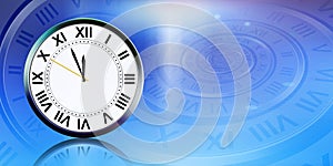 Clock on abstract blue background