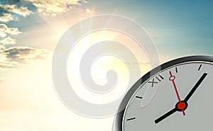 Clock against the background of sunrise