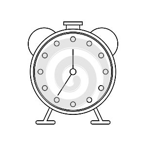 Clock alarm timer wake up black white outline icon - vector illustration