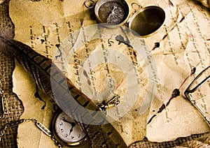 Clock & Ancient manuscript