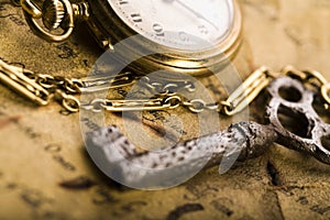 Clock & Ancient manuscript