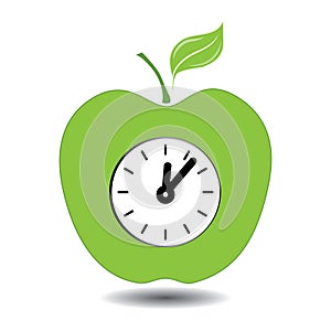 Clock in an apple