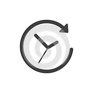 Clock with arrow icon sign, history symbol, logo illustration - vector