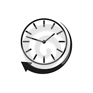 clock arrow. Time clock. Deadline concept. Clock change back one hour. Vector illustration.
