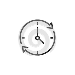 Clock with arrows around linear icon