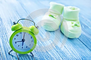 Clock and baby socks