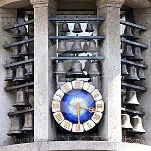 Clock on Bahnhofstrasse in Zurich, Switzerland