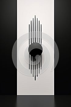 Clock with black face and white background with lines. Generative AI
