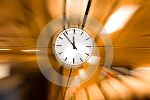 Clock blurred ,conceptual image of time running or passing away effect zoom out