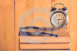 clock and book